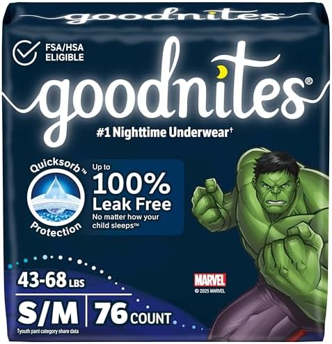 Goodnites Boys Nighttime Bedwetting Underwear  Size Extra Large  95 120 lbs   9 Ct  Packaging May Vary