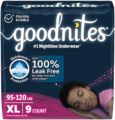 Goodnites Girls Nighttime Underwear  Size XXL  120 165 lbs   8 Ct  Packaging May Vary