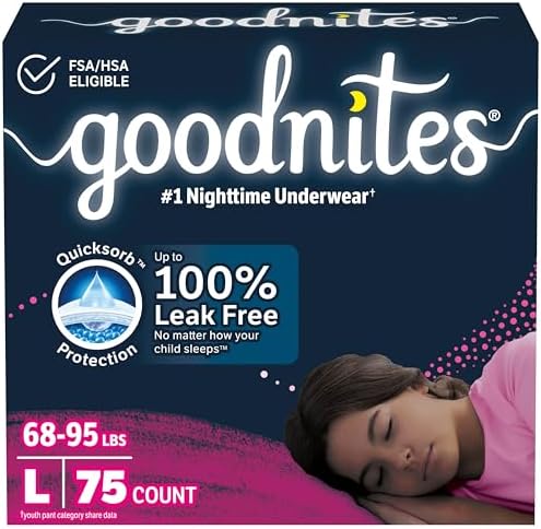 Goodnites Girls Nighttime Underwear  Size XXL  120 165 lbs   8 Ct  Packaging May Vary