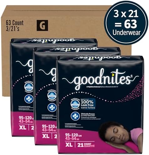Goodnites Girls Nighttime Underwear  Size XXL  120 165 lbs   24 Ct  2 Packs of 12   Packaging May Vary