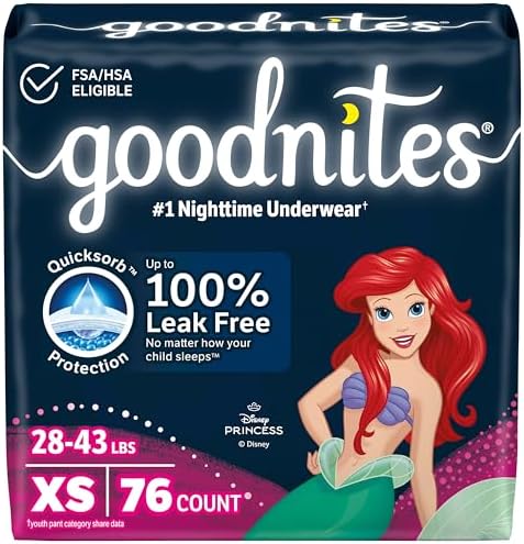 Goodnites Girls Nighttime Underwear  Size XXL  120 165 lbs   24 Ct  2 Packs of 12   Packaging May Vary
