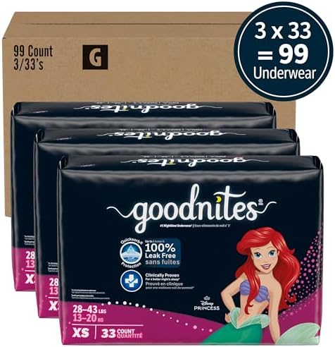 Goodnites Girls Nighttime Underwear  Size XXL  120 165 lbs   24 Ct  2 Packs of 12   Packaging May Vary