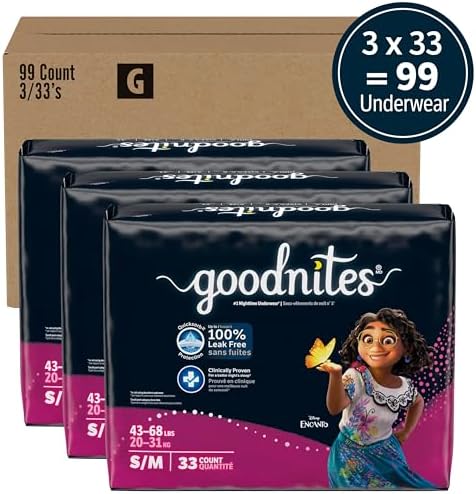 Goodnites Girls Nighttime Underwear  Size XXL  120 165 lbs   24 Ct  2 Packs of 12   Packaging May Vary