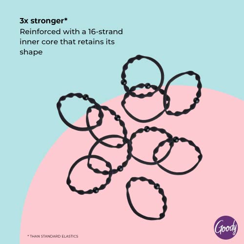 Goody Ouchless Forever Hair Elastics  10 Ct  Black  Damage Free Bands  3X Stronger Elastic Ties  Retainable Shape  16 Strand Inner Core  Styling Accessories for Women & Men  All Hair Types