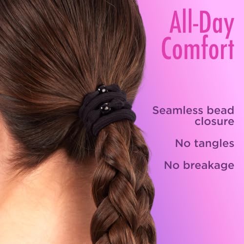 Goody Ouchless Forever Hair Elastics  10 Ct  Black  Damage Free Bands  3X Stronger Elastic Ties  Retainable Shape  16 Strand Inner Core  Styling Accessories for Women & Men  All Hair Types