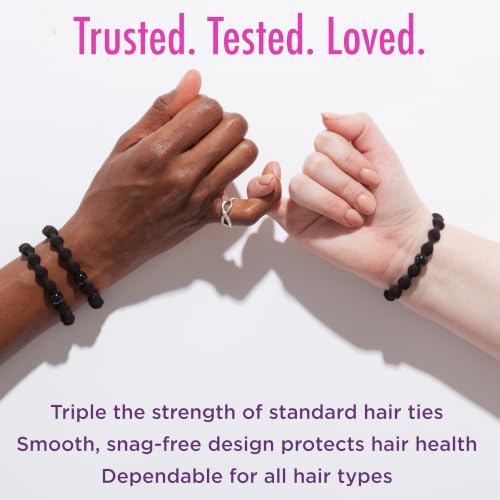 Goody Ouchless Forever Hair Elastics  10 Ct  Black  Damage Free Bands  3X Stronger Elastic Ties  Retainable Shape  16 Strand Inner Core  Styling Accessories for Women & Men  All Hair Types