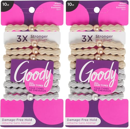 Goody Ouchless Forever Hair Elastics  10 Ct  Black  Damage Free Bands  3X Stronger Elastic Ties  Retainable Shape  16 Strand Inner Core  Styling Accessories for Women & Men  All Hair Types