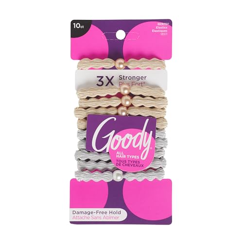 Goody Ouchless Forever Hair Elastics  10 Ct  Black  Damage Free Bands  3X Stronger Elastic Ties  Retainable Shape  16 Strand Inner Core  Styling Accessories for Women & Men  All Hair Types