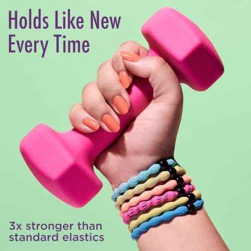 Goody Ouchless Forever Hair Elastics  10 Ct  Black  Damage Free Bands  3X Stronger Elastic Ties  Retainable Shape  16 Strand Inner Core  Styling Accessories for Women & Men  All Hair Types