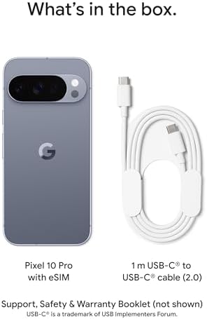 Google Pixel 10 Pro XL - Smartphone Android desbloqueado - Asistente Gemini AI, sistema de cámara trasera triple, batería de carga rápida de 24 horas y pantalla Super Actua de 6.8 pulgadas, obsidiana, 256 GB (modelo 2025)