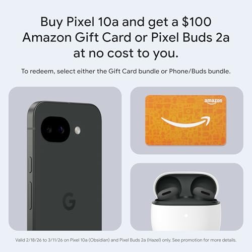 Google Pixel 10a   Obsidian   128 GB with Pixel Buds 2a Bundle