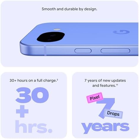 Google Pixel 10a   Unlocked Android Smartphone   7 Years of Pixel Drops  30  Hours Battery  Camera Coach  Gemini Live  Durable Design  Call Screen  Car Crash Detection   Fog   128 GB  2026 Model 