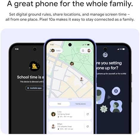 Google Pixel 10a - Smartphone Android desbloqueado - 7 años de caídas de píxeles, batería de más de 30 horas, entrenador de cámara, Gemini Live, diseño duradero, pantalla de llamada, detección de accidentes de coche, obsidiana, 128 GB (modelo 2026)