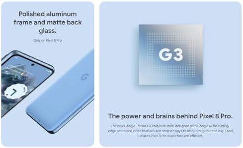 Google Pixel 8 Pro   Unlocked Android Smartphone with Telephoto Lens and Super Actua Display   24 Hour Battery   Mint   128 GB