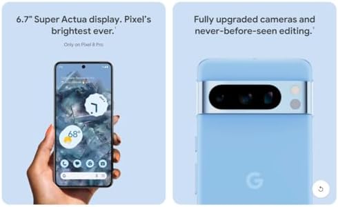 Google Pixel 8 Pro   Unlocked Android Smartphone with Telephoto Lens and Super Actua Display   24 Hour Battery   Mint   128 GB