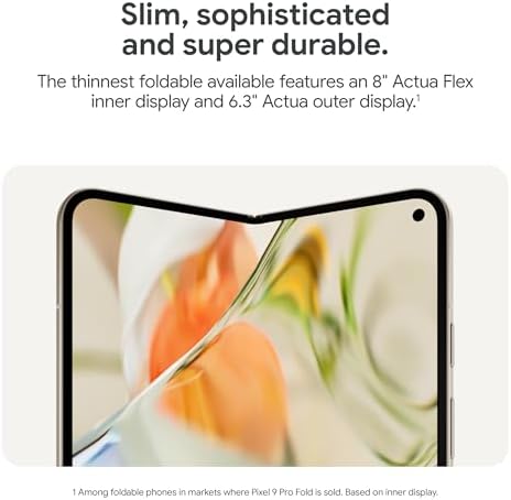 Google Pixel 9 Pro Fold   Unlocked Android Smartphone with Gemini   Advanced Triple Rear Camera System   Foldable Display   Hands Free Video   Obsidian   256 GB  Renewed 