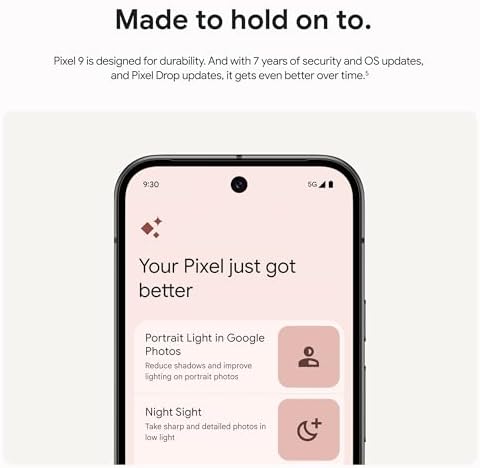 Google Pixel 9 - Smartphone Android desbloqueado con Gemini, batería de 24 horas, cámara avanzada y pantalla Actua de 6.3", obsidiana, 128 GB
