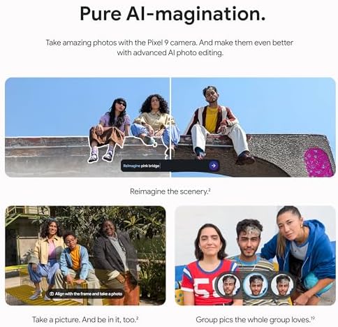 Google Pixel 9 - Smartphone Android desbloqueado con Gemini, batería de 24 horas, cámara avanzada y pantalla Actua de 6.3", obsidiana, 128 GB