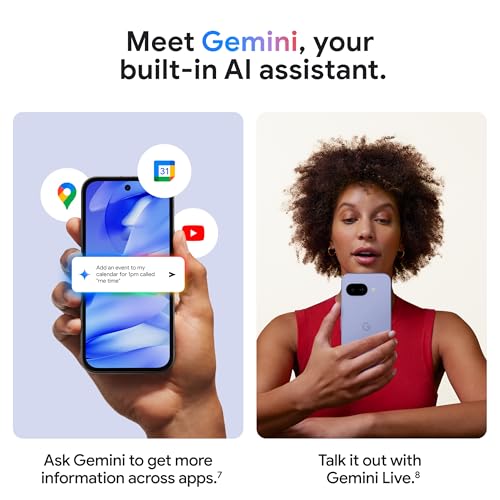 Google Pixel 9a with Gemini   Unlocked Android Smartphone with Incredible Camera and AI Photo Editing  All Day Battery  and Powerful Security   Obsidian   128 GB