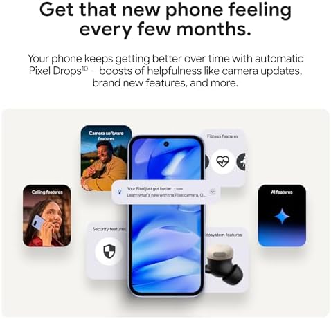 Google Pixel 9a with Gemini   Unlocked Android Smartphone with Incredible Camera and AI Photo Editing  All Day Battery  and Powerful Security   Obsidian   128 GB