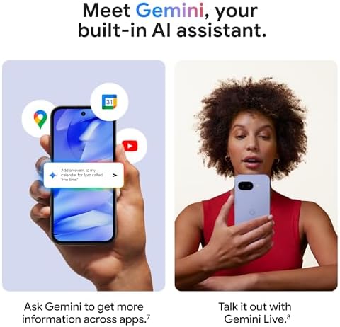 Google Pixel 9a with Gemini   Unlocked Android Smartphone with Incredible Camera and AI Photo Editing  All Day Battery  and Powerful Security   Obsidian   128 GB