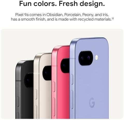 Google Pixel 9a with Gemini   Unlocked Android Smartphone with Incredible Camera and AI Photo Editing  All Day Battery  and Powerful Security   Peony   128 GB