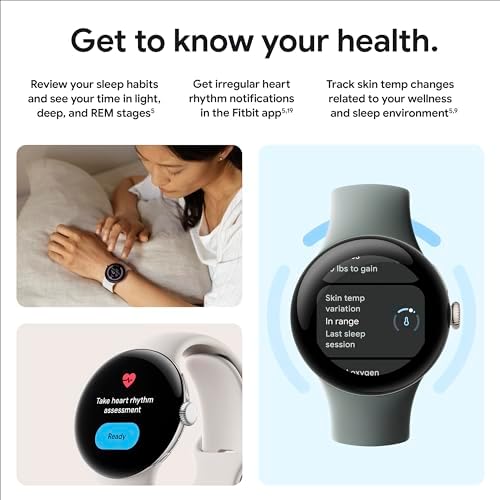 Google Pixel Watch 2  Previous Model  with the Best of Fitbit   Heart Rate Tracking  Stress Management  Safety Features   Android Smartwatch   Matte Black Aluminum Case   Obsidian Active Band   WI FI