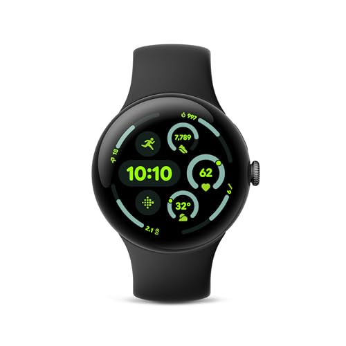 Google Pixel Watch 3  45mm  2024 Model   Android Smartwatch  Heart Rate Tracking  Fitbit Advanced Running  Fitness Insights  24 Hour Battery   Matte Black Aluminum Case   Obsidian Band   Wi Fi