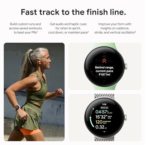 Google Pixel Watch 3  45mm  2024 Model   Android Smartwatch  Heart Rate Tracking  Fitbit Advanced Running  Fitness Insights  24 Hour Battery   Matte Hazel Aluminum Case   Hazel Band   Wi Fi