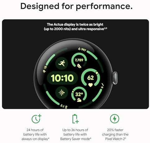 Google Pixel Watch 3  45mm  Latest Model   Matte Black Aluminum Case   Obsidian Band   Wi Fi  Renewed