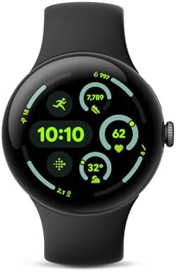 Google Pixel Watch 3  45mm  Latest Model   Matte Black Aluminum Case   Obsidian Band   Wi Fi  Renewed 