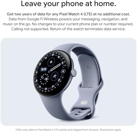 Google Pixel Watch 4  45mm    Android   2 Years of Data  Heart Rate Sleep & Fitness Tracking   40hr Battery   Matte Black Aluminum Case   Obsidian Active Band   LTE  2025   Google Pixel Watch app