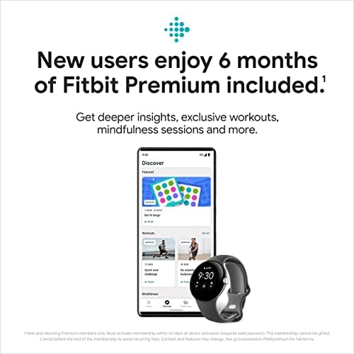 Google Pixel   Android Smartwatch with Fitbit Activity Tracking   Heart Rate Tracking Watch   Polished Silver Stainless Steel case with Charcoal Active band   LTE