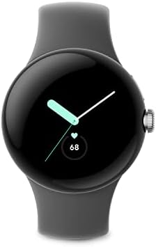 Google Pixel   Android Smartwatch with Fitbit Activity Tracking   Heart Rate Tracking Watch   Polished Silver Stainless Steel case with Charcoal Active band   LTE