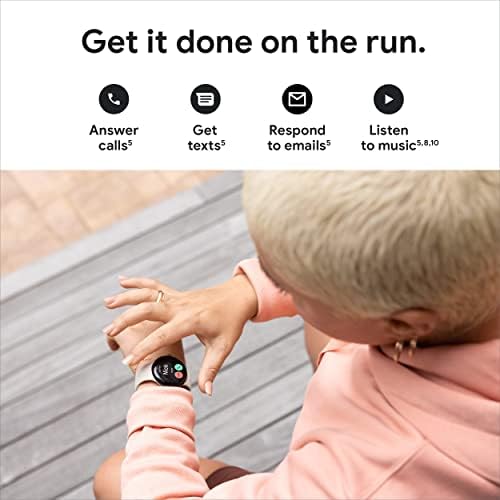 Google Pixel   Android Smartwatch with Fitbit Activity Tracking   Heart Rate Tracking Watch   Polished Silver Stainless Steel case with Charcoal Active band   LTE
