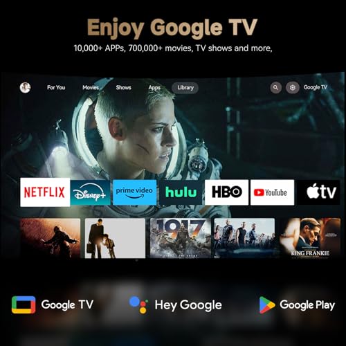 Google TV Smart Projector 4K  Wanbo X5 Pro 1100 ANSI HDR10 Projector with WiFi and Bluetooth  Outdoor & Home Movie Proyector  1080P Ceiling Auto Focus & Keystone  26dB Quiet  HDMI 2 0  Voice Control