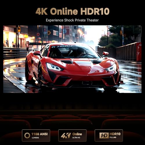 Google TV Smart Projector 4K Wanbo X5 Pro 1100 ANSI HDR10 Projector with WiFi and Bluetooth Outdoor & Home Movie Proyector 1080P Ceiling Auto Focus & Keystone 26dB Quiet HDMI 2 0 Voice Control