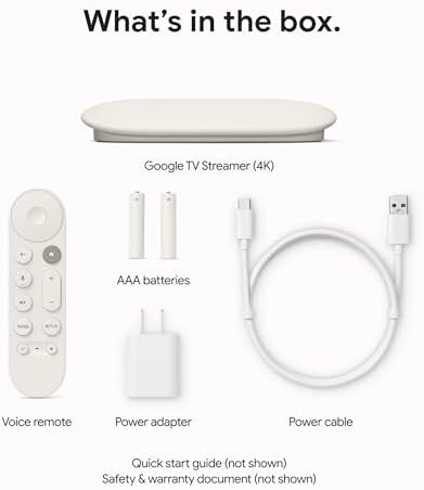 Google TV Streamer 4K   Fast Streaming Entertainment on Your TV with Voice Search Remote   Watch Movies  Shows  Live TV  and Netflix in 4K HDR   Smart Home Control   32 GB of Storage   Porcelain