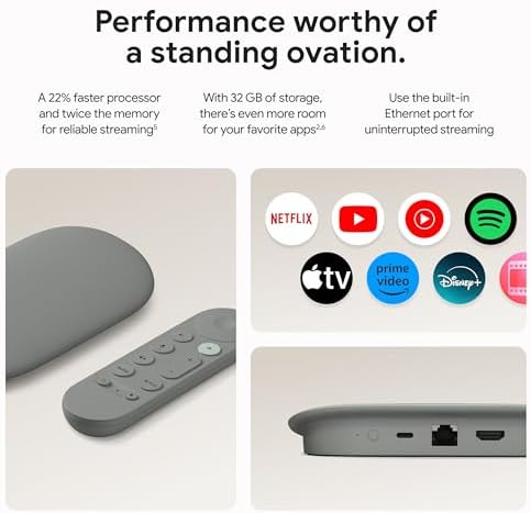 Google TV Streamer 4K   Fast Streaming Entertainment on Your TV with Voice Search Remote   Watch Movies  Shows  Live TV  and Netflix in 4K HDR   Smart Home Control   32 GB of Storage   Porcelain