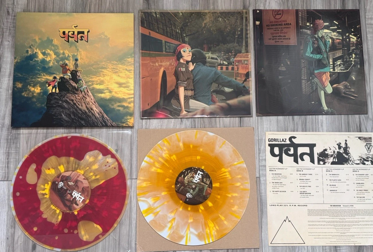 Gorillaz   The Mountain 2LP Vinyl Limited Edition Red Liquid Filled & Splatter