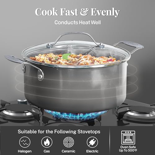 Gotham Steel 12 Pc Ceramic Cookware Set Nonstick  Ceramic Pots and Pans Set Non Stick with Steamer for Cooking  Non Toxic PFOA PFOS Free  Ergonomic Stay Cool Handles  Oven & Dishwasher Safe  Copper