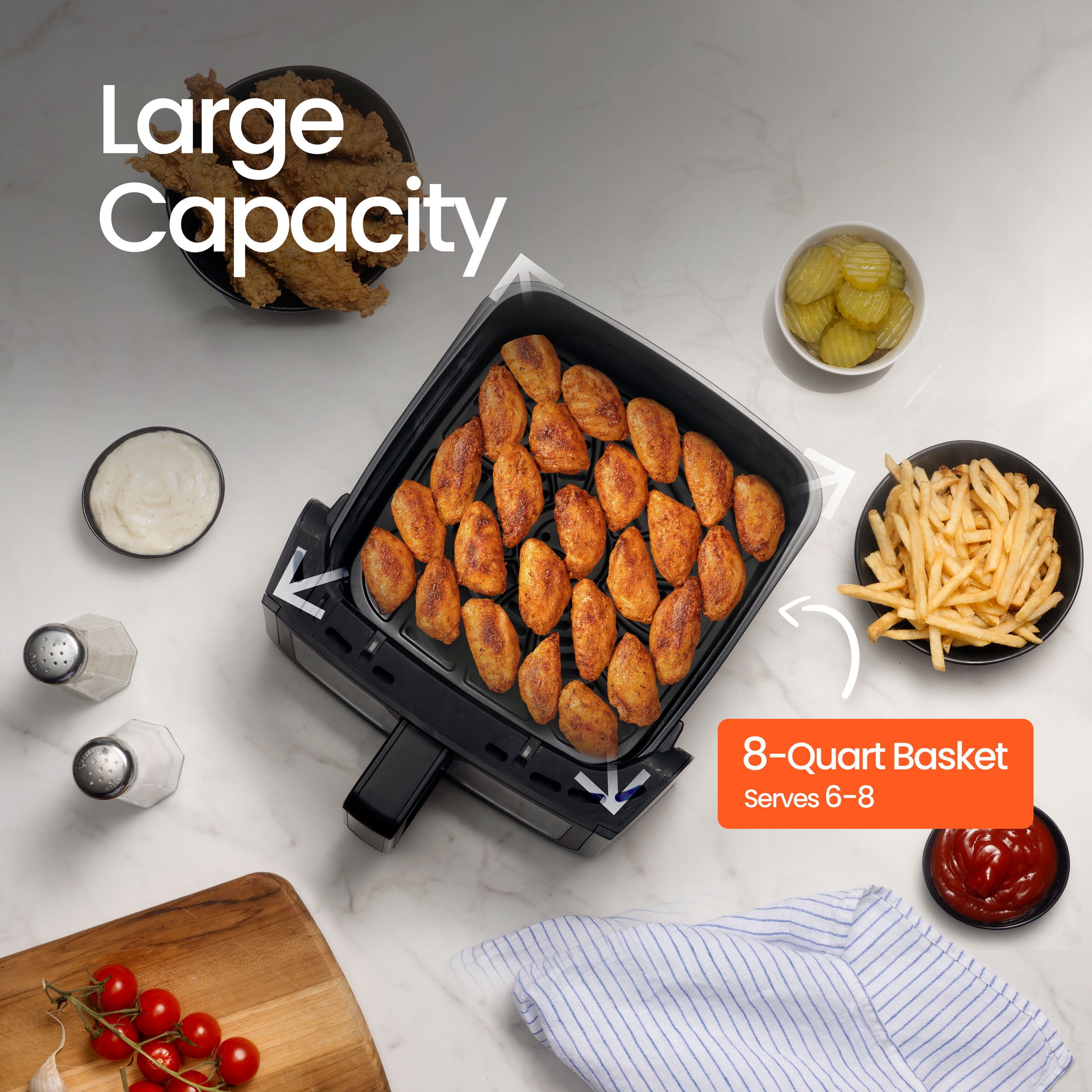 Gourmia 8 Qt Digital Window Air Fryer with 8 One Touch Cooking Functions  Gray