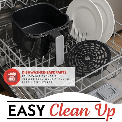 Gourmia Air Fryer   6 Qt Large Capacity  FryForce 360   Digital Display with 12 Presets  Roast  Bake  Broil  Dehydrate  Dishwasher Safe Accessories  Black