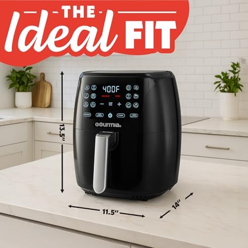 Gourmia Air Fryer   6 Qt Large Capacity  FryForce 360   Digital Display with 12 Presets  Roast  Bake  Broil  Dehydrate  Dishwasher Safe Accessories  Black