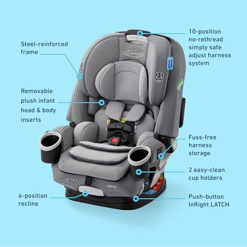Graco 4Ever DLX 4 in 1 Car Seat  Charlie  Infant to Toddler Car Seat  with 10 Years of Use   Rear Facing  Forward Facing and Booster Modes   Safe  Comfortable and Convenient
