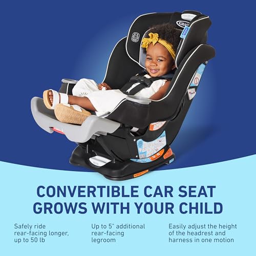 Graco Extend2Fit Convertible Baby Car Seat  Rear and Forward Facing  Adjustable Extension Panel for Extra Legroom  Gotham