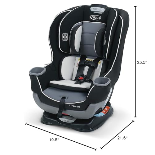 Graco Extend2Fit Convertible Baby Car Seat  Rear and Forward Facing  Adjustable Extension Panel for Extra Legroom  Gotham