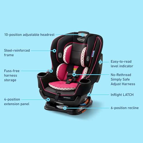 Graco Extend2Fit Convertible Baby Car Seat  Rear and Forward Facing  Adjustable Extension Panel for Extra Legroom  Gotham