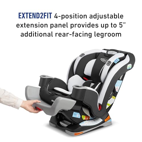 Graco Extend2Fit Convertible Baby Car Seat  Rear and Forward Facing  Adjustable Extension Panel for Extra Legroom  Gotham