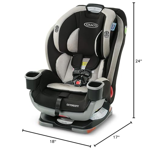 Graco Extend2Fit Convertible Baby Car Seat  Rear and Forward Facing  Adjustable Extension Panel for Extra Legroom  Gotham